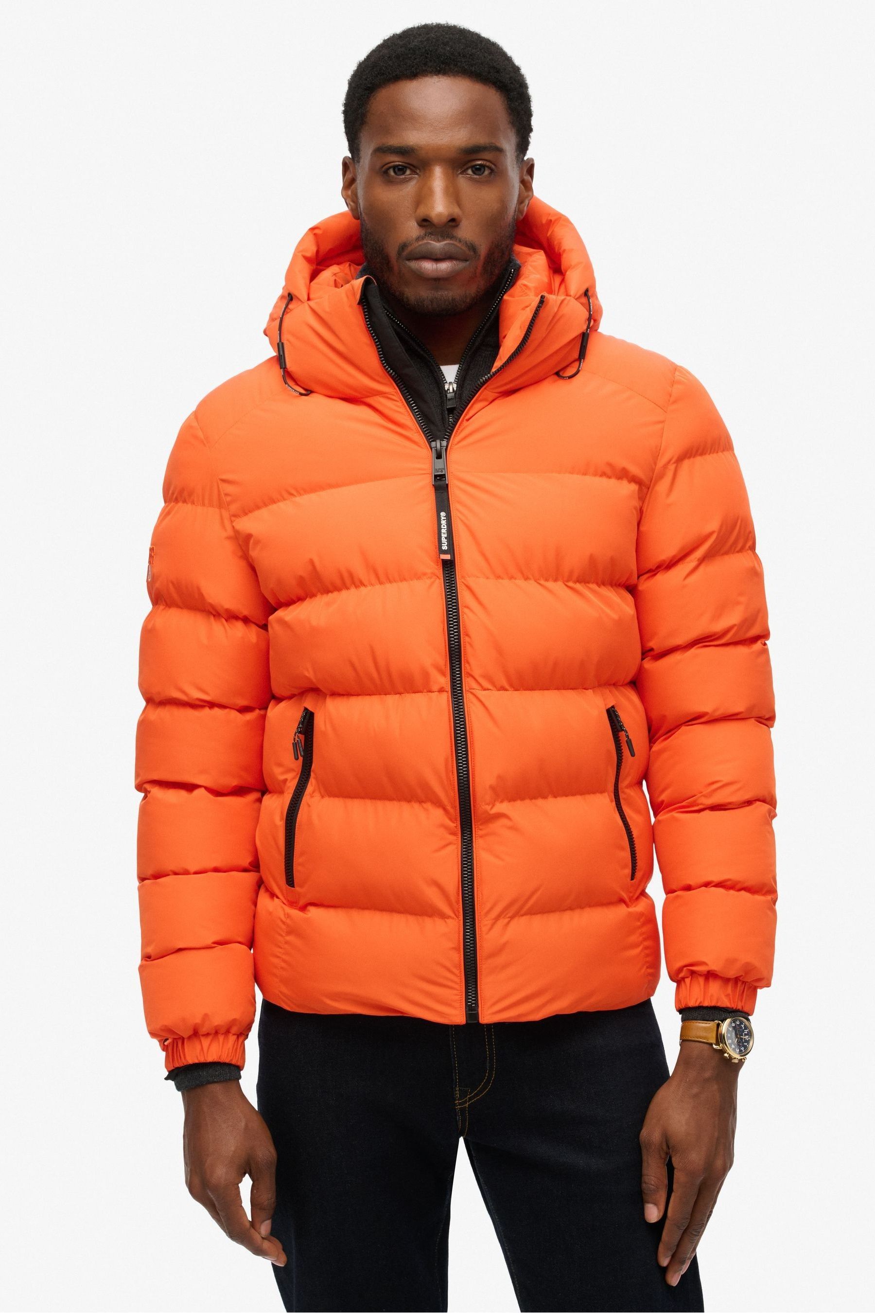 Puffy orange jacket clearance