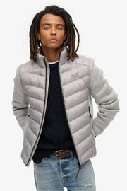 Superdry Grey Marl Storm Knit Hybrid Padded Jacket - Image 1 of 6