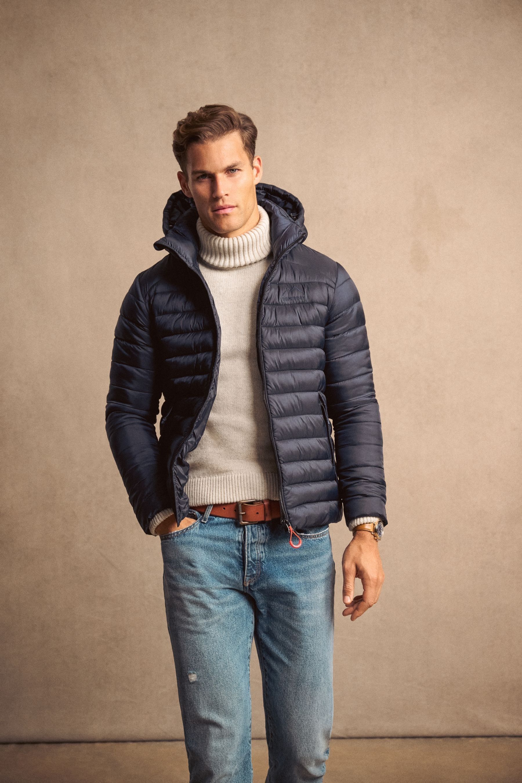 Superdry Fuji Sport Padded Jacket with Hood navy blue XL