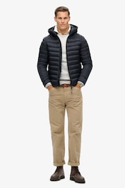 Superdry Eclipse Navy Hooded Fuji Sport Padded Coat Jacket - Image 3 of 7