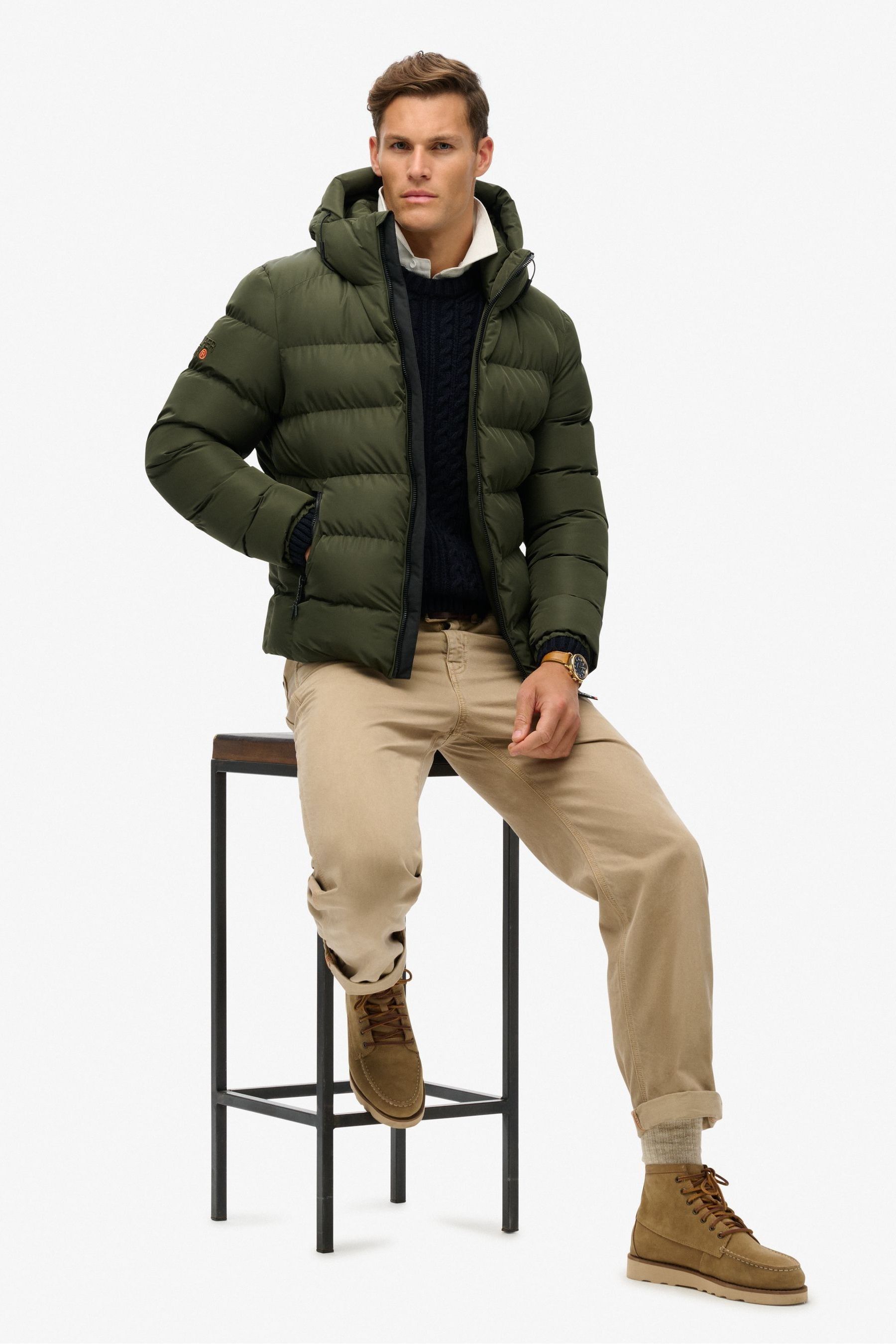 Superdry green puffer jacket hotsell