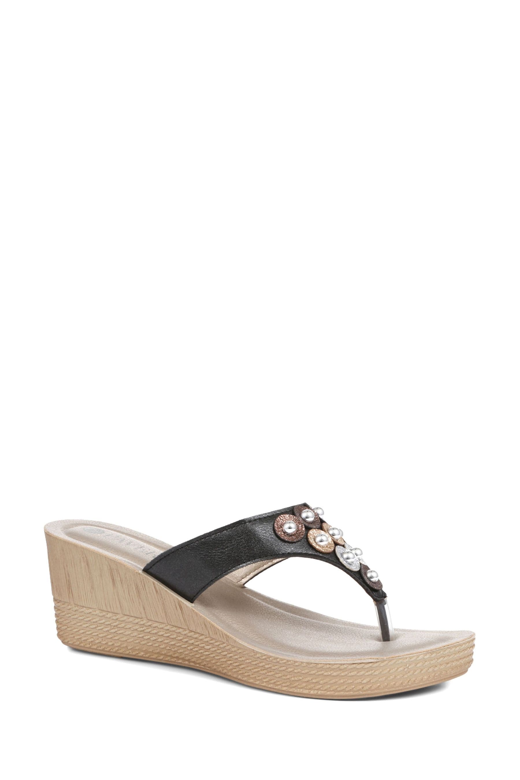 Buy Pavers Toe Post Wedge Black Sandals from the Next UK online shop