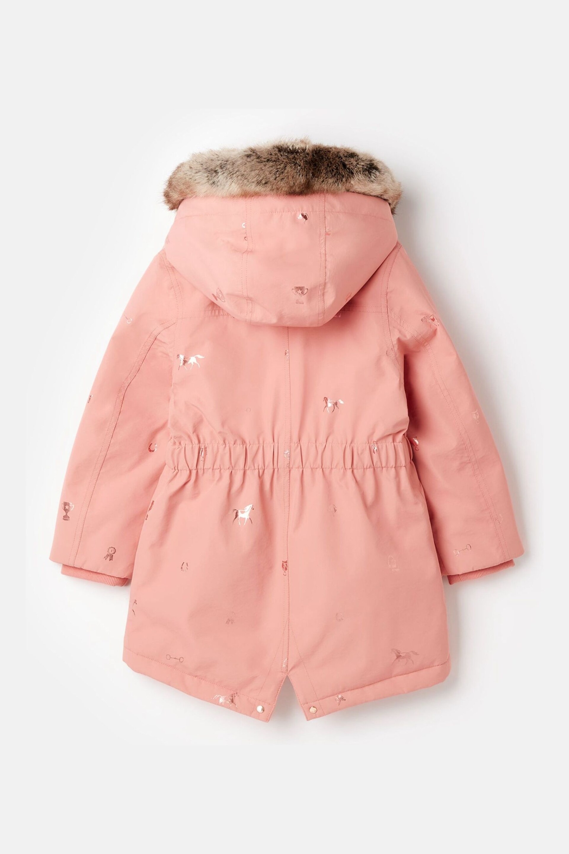 Joules Alix Pink Printed Waterproof Parka Coat - Image 2 of 6