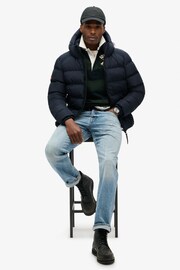 Superdry Eclipse Navy Hooded Sports Puffer Jacket - Image 2 of 5