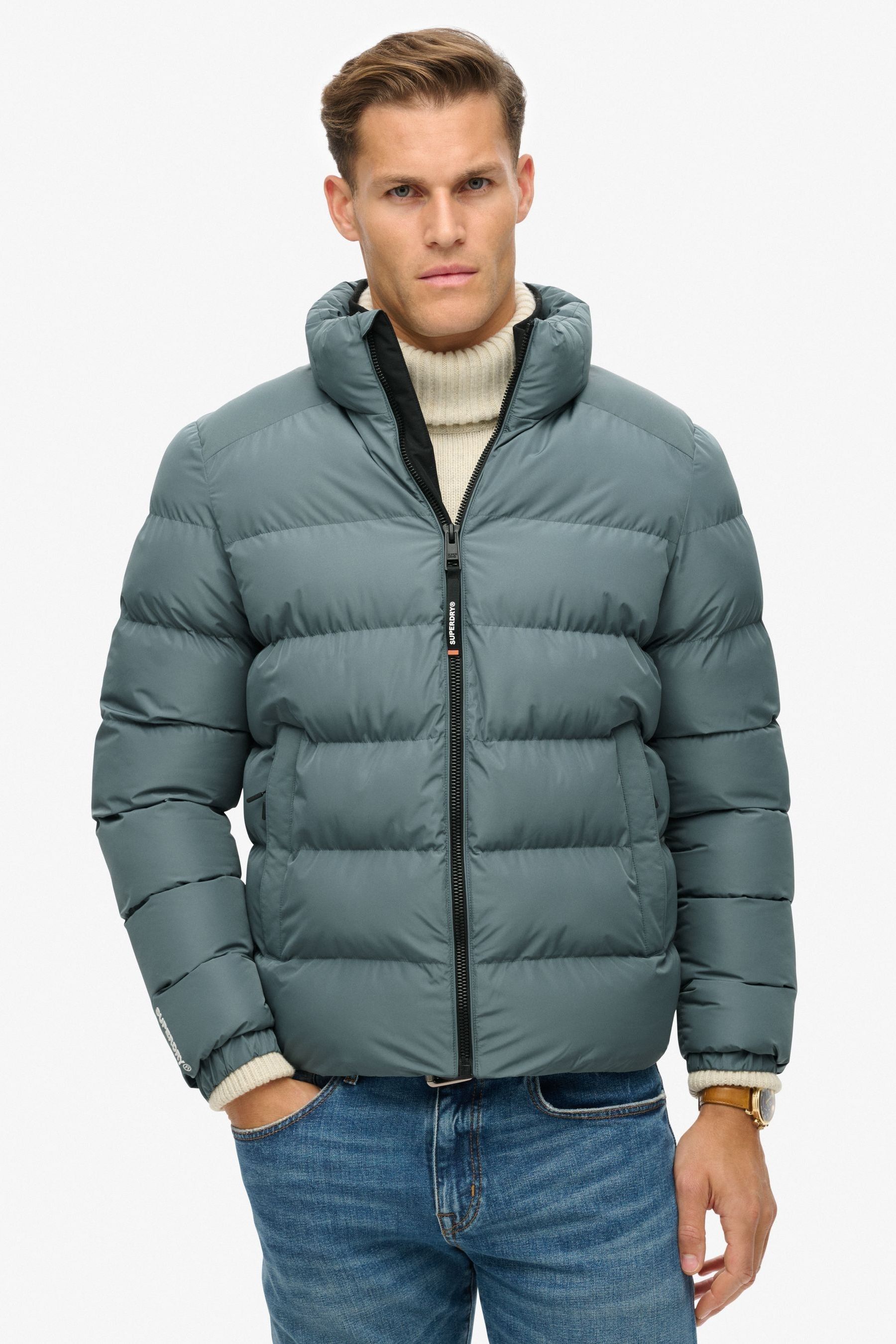 Buy Superdry Blue Sports Puffer Jacket from Next Luxembourg