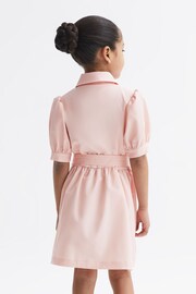 Reiss Pink Naomi Senior Puff Sleeve Belted Dress - Image 5 of 8