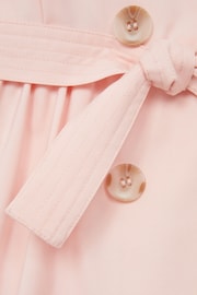 Reiss Pink Naomi Senior Puff Sleeve Belted Dress - Image 8 of 8