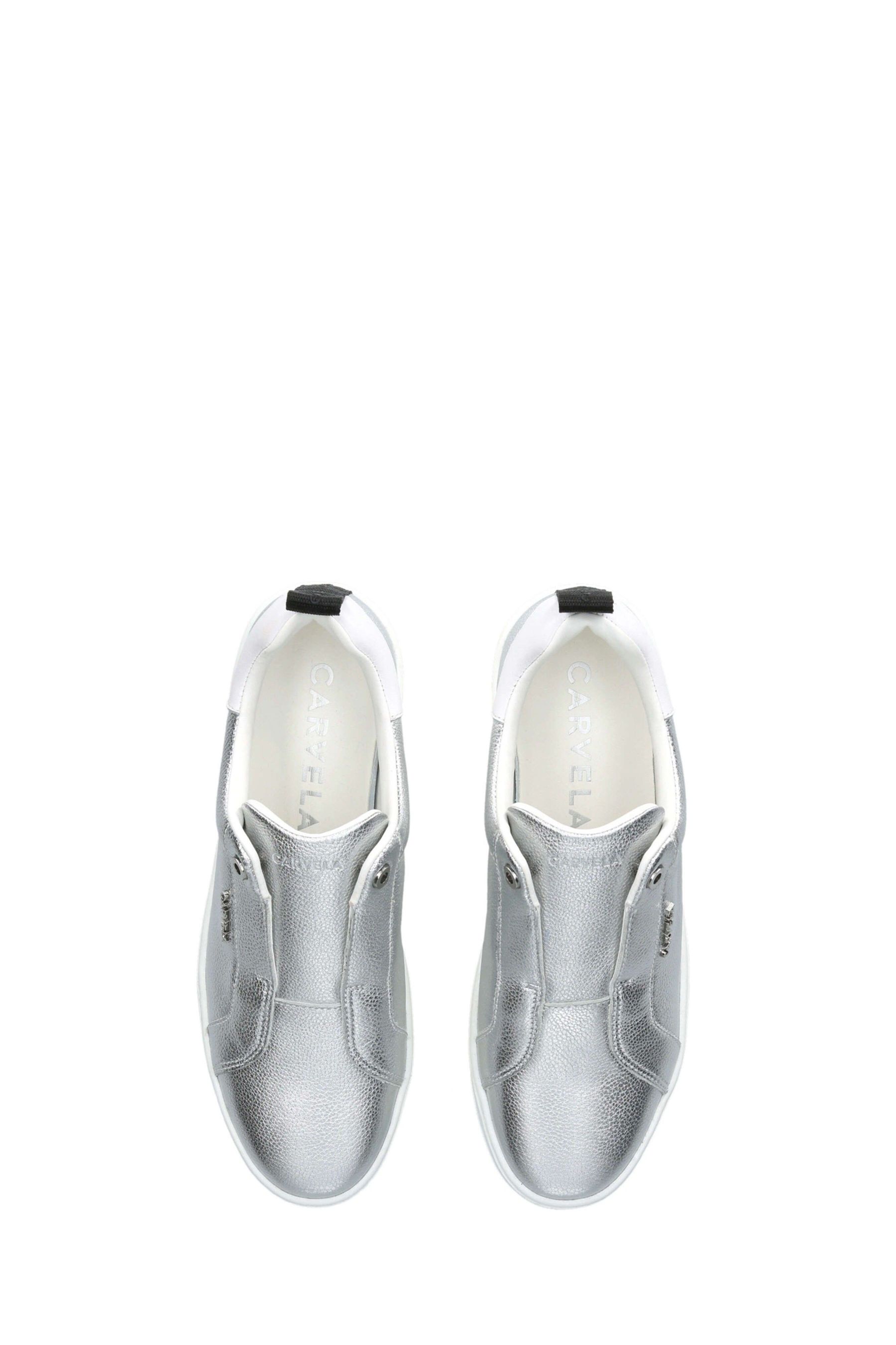 Buy Carvela Silver Chrome Connected Laceless Trainers from the