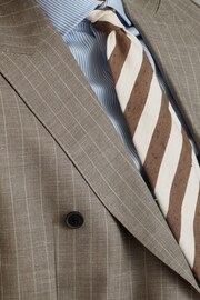 Reiss Chocolate/Ivory Sienna Textured Silk Blend Striped Tie - Image 2 of 5
