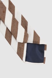Reiss Chocolate/Ivory Sienna Textured Silk Blend Striped Tie - Image 4 of 5
