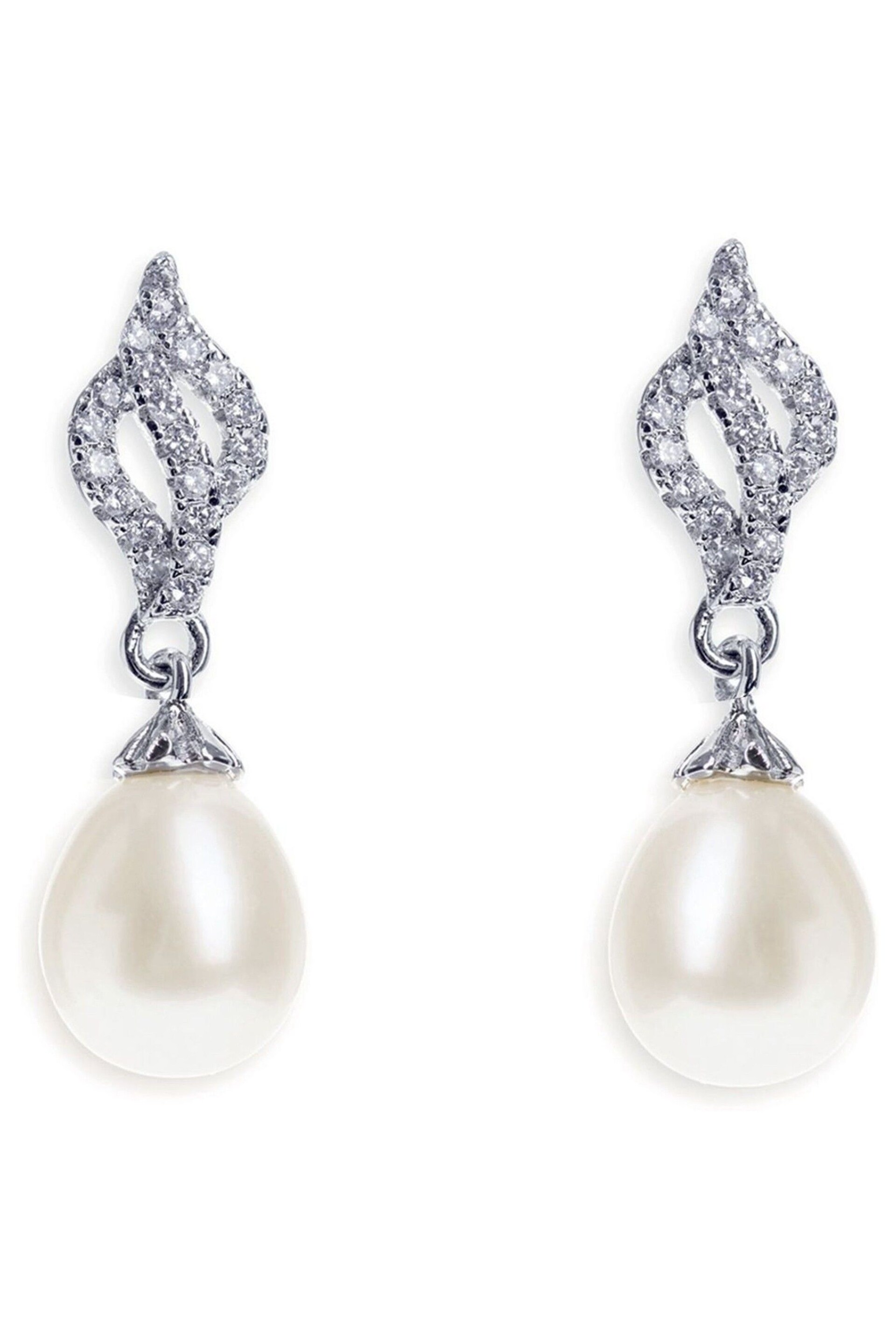 Ivory & Co Rhodiium Lisbon Crystal And Pearl Romantic Earrings - Image 1 of 5