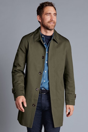 Charles Tyrwhitt Green Classic Showerproof Cotton Raincoat