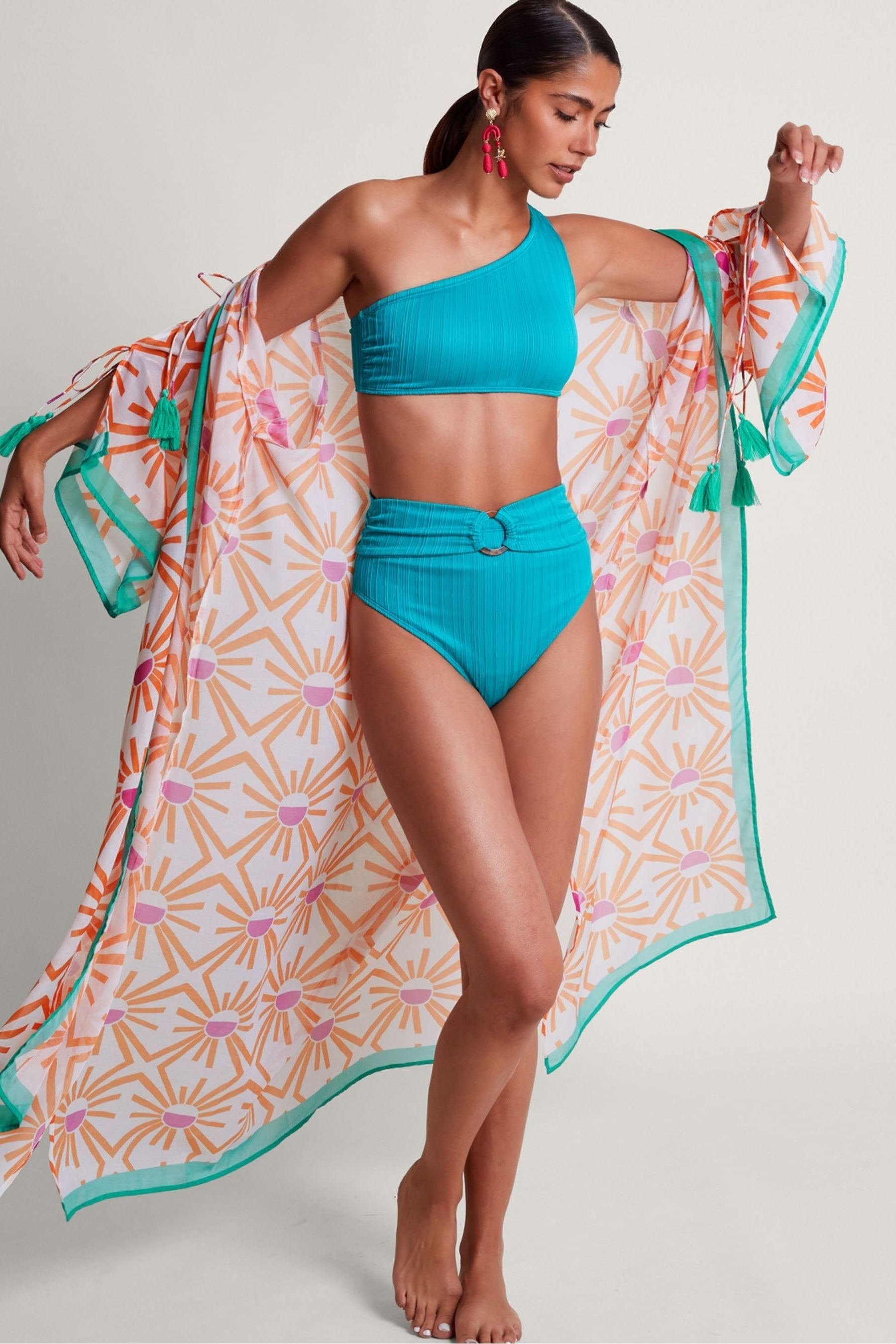 Buy Monsoon Orange Abstract Print Kaftan from Next Luxembourg