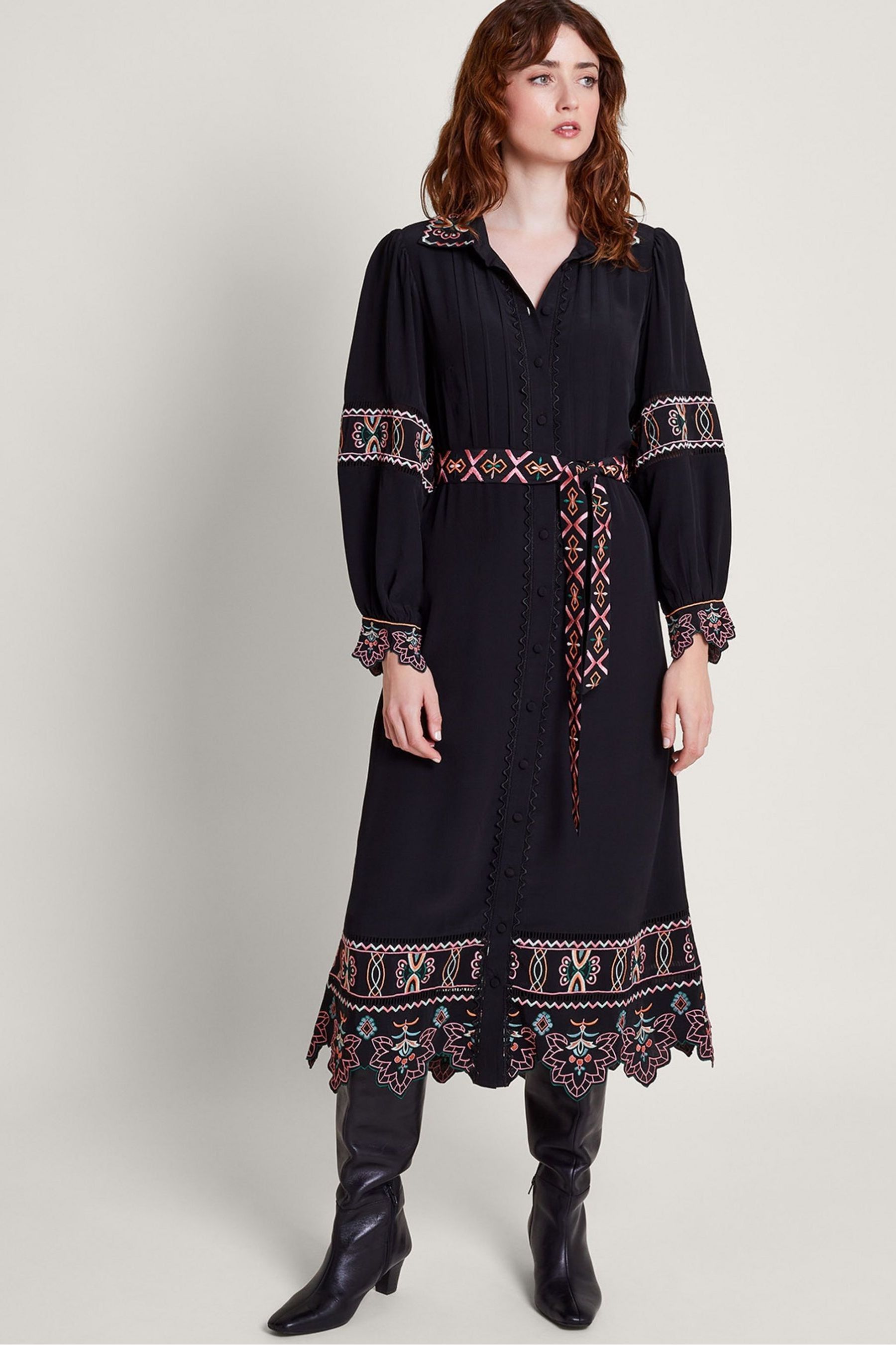 Buy Monsoon Black Embroidered Fifi Shirt Dress from Next United Arab Emirates