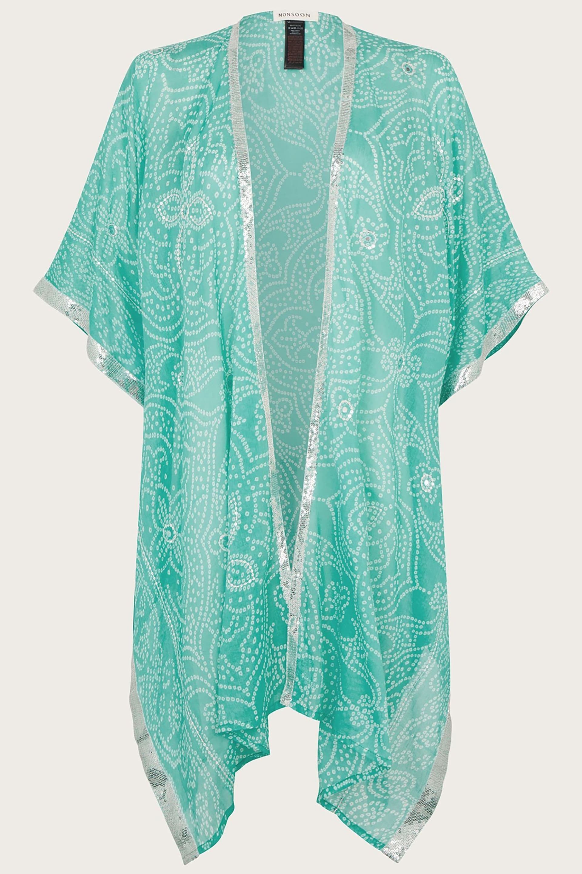 Monsoon Blue Embellished Bandhani Cover-Up - Image 5 of 5