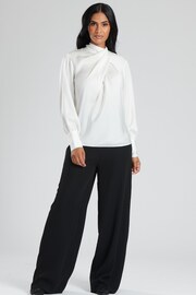 Finding Friday White Satin Twist Neck Blouse - Image 6 of 8