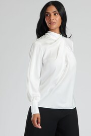 Finding Friday White Satin Twist Neck Blouse - Image 7 of 8