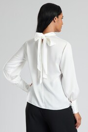 Finding Friday White Satin Twist Neck Blouse - Image 8 of 8