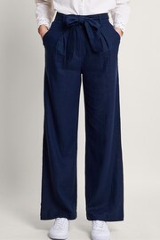 Monsoon Blue Mabel Regular Length Linen Trousers - Image 1 of 5