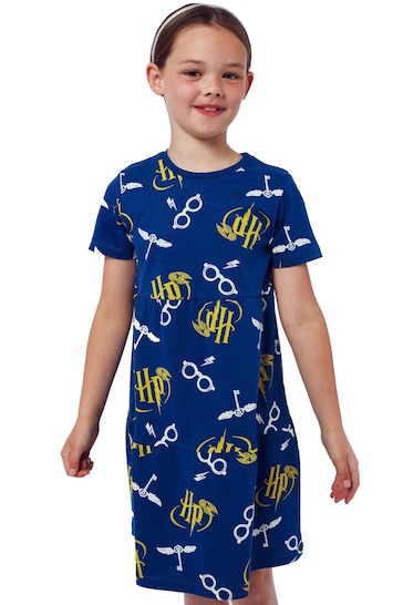 Character Navy Harry Potter Girls Frill Printed Dress