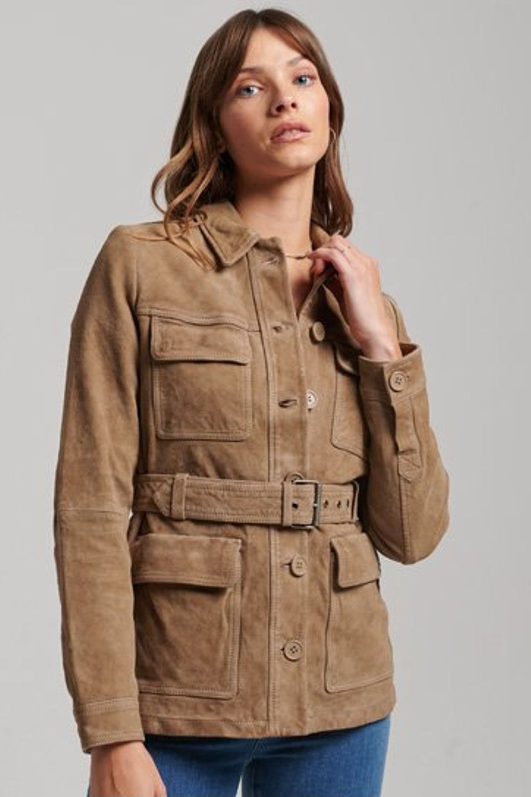 Buy Superdry Brown Studios Suede Safari Jacket from Next Luxembourg
