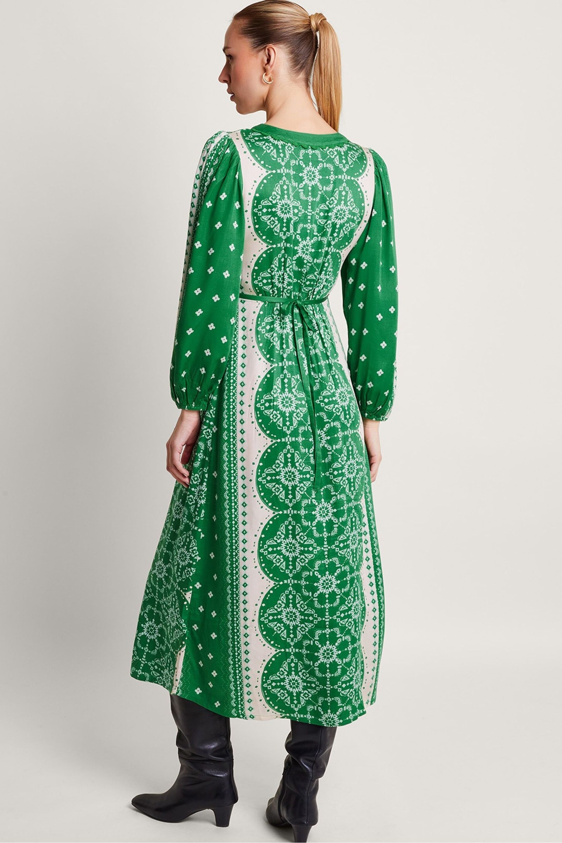Monsoon Green Tamsyn Print Tea Dress - Image 2 of 5