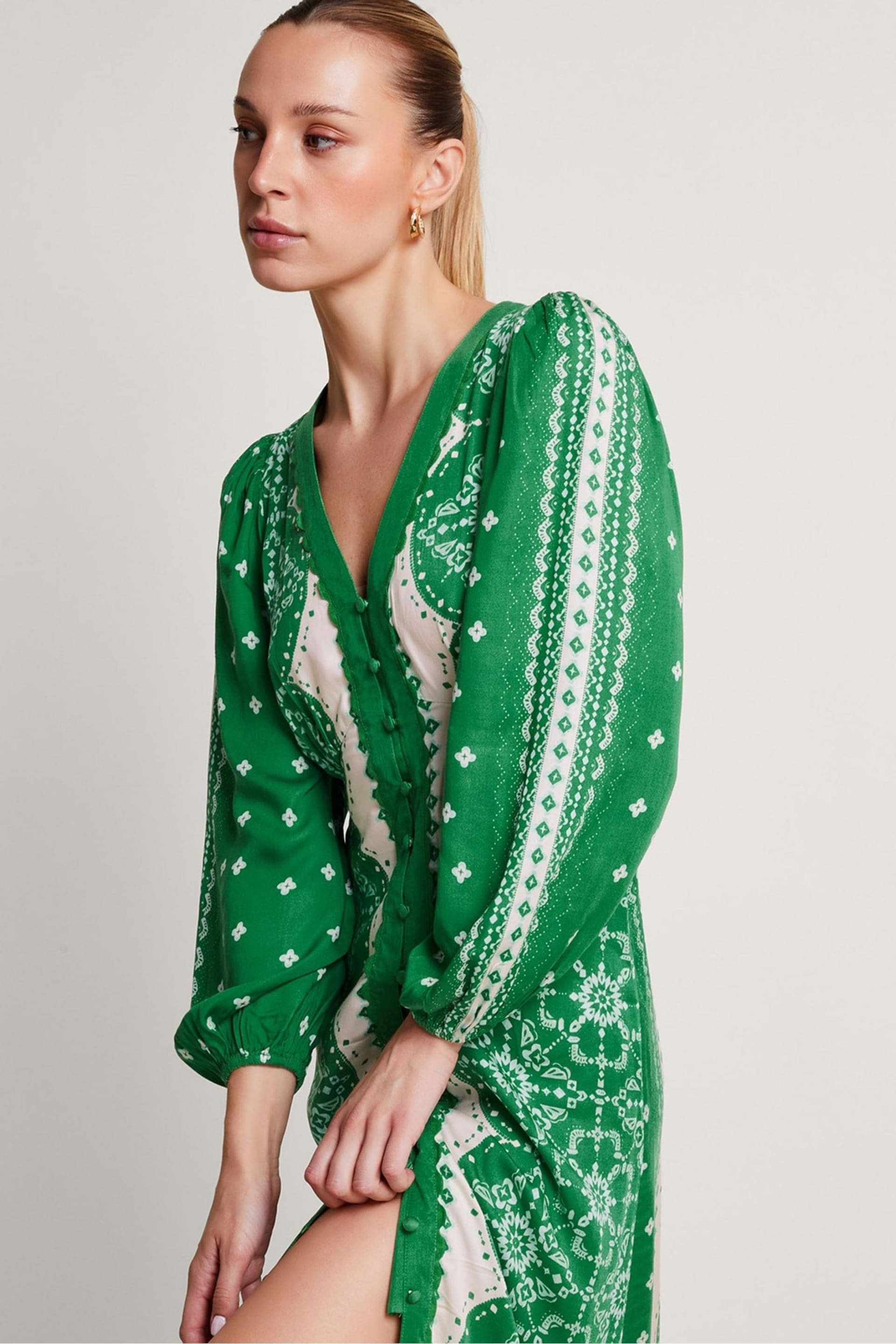 Monsoon Green Tamsyn Print Tea Dress - Image 3 of 5