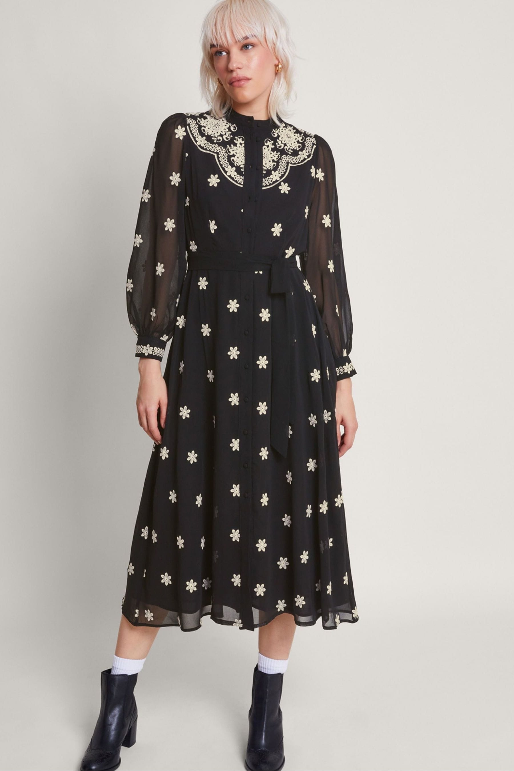 Buy Monsoon Black Embroidered Fiori Shirt Dress from Next Luxembourg