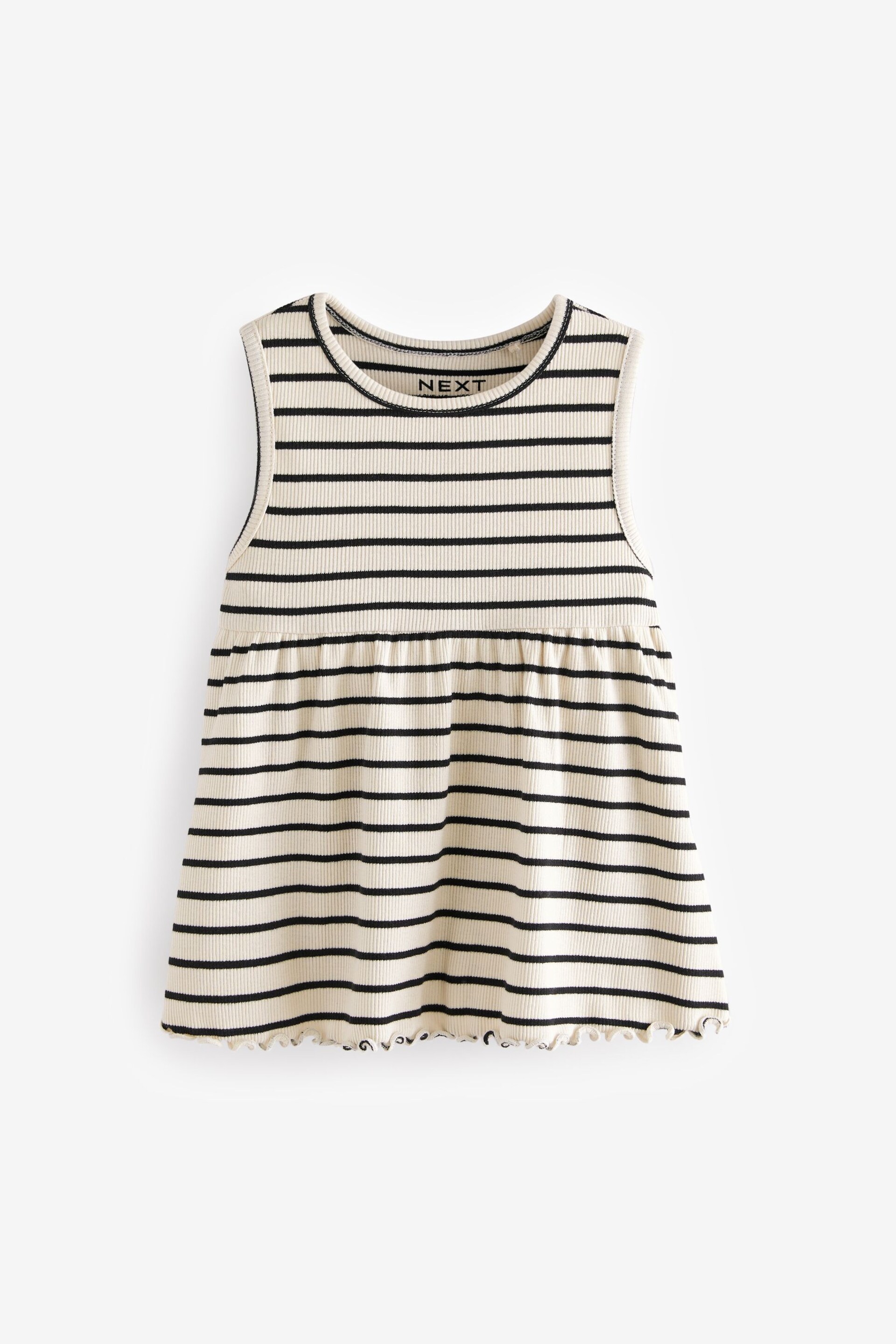 Black/White Stripe Peplum Ribbed Vest (3mths-7yrs) - Image 5 of 7