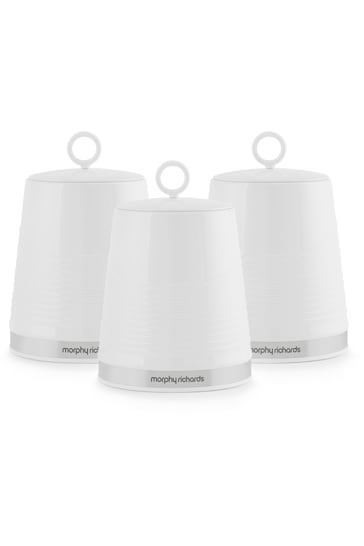 Morphy Richards Set of 3 White Dune Canisters