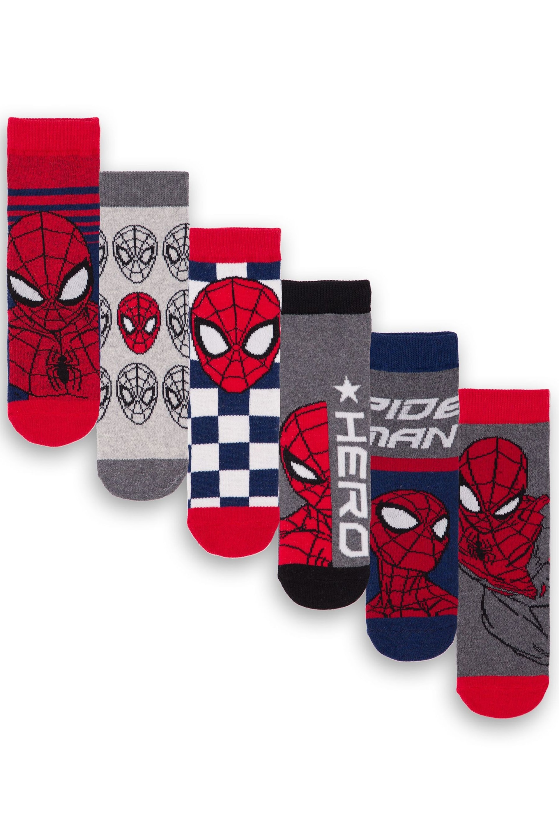 Vanilla Underground Red Spider-Man Boys Character Socks 6 Pack - Image 1 of 5