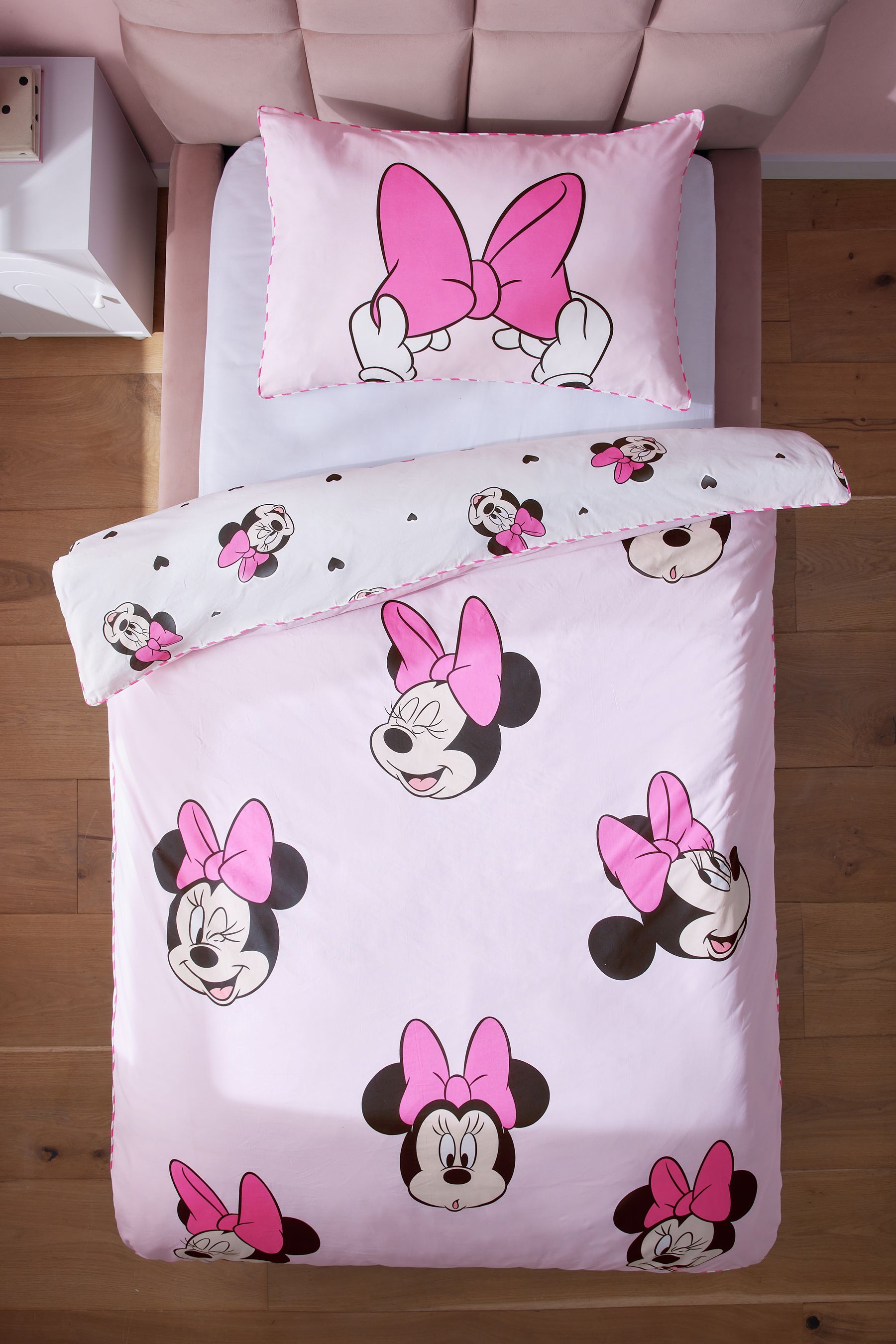 Buy Pink Disney Minnie Mouse 100 Cotton Duvet Cover and Pillowcase Set from Next Gibraltar