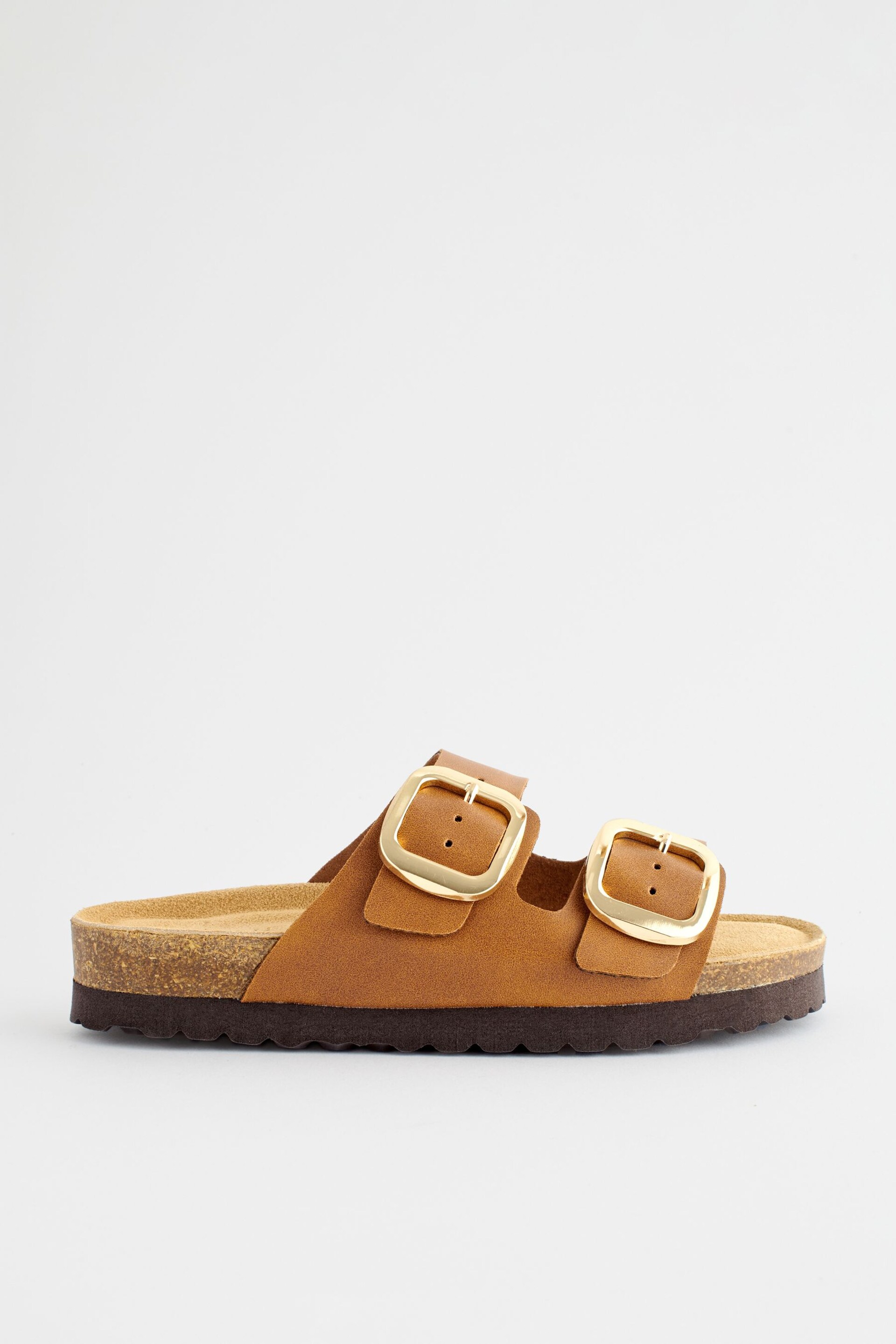 Tan Brown Corkbed Double Strap Sandals - Image 2 of 7