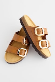 Tan Brown Corkbed Double Strap Sandals - Image 5 of 7