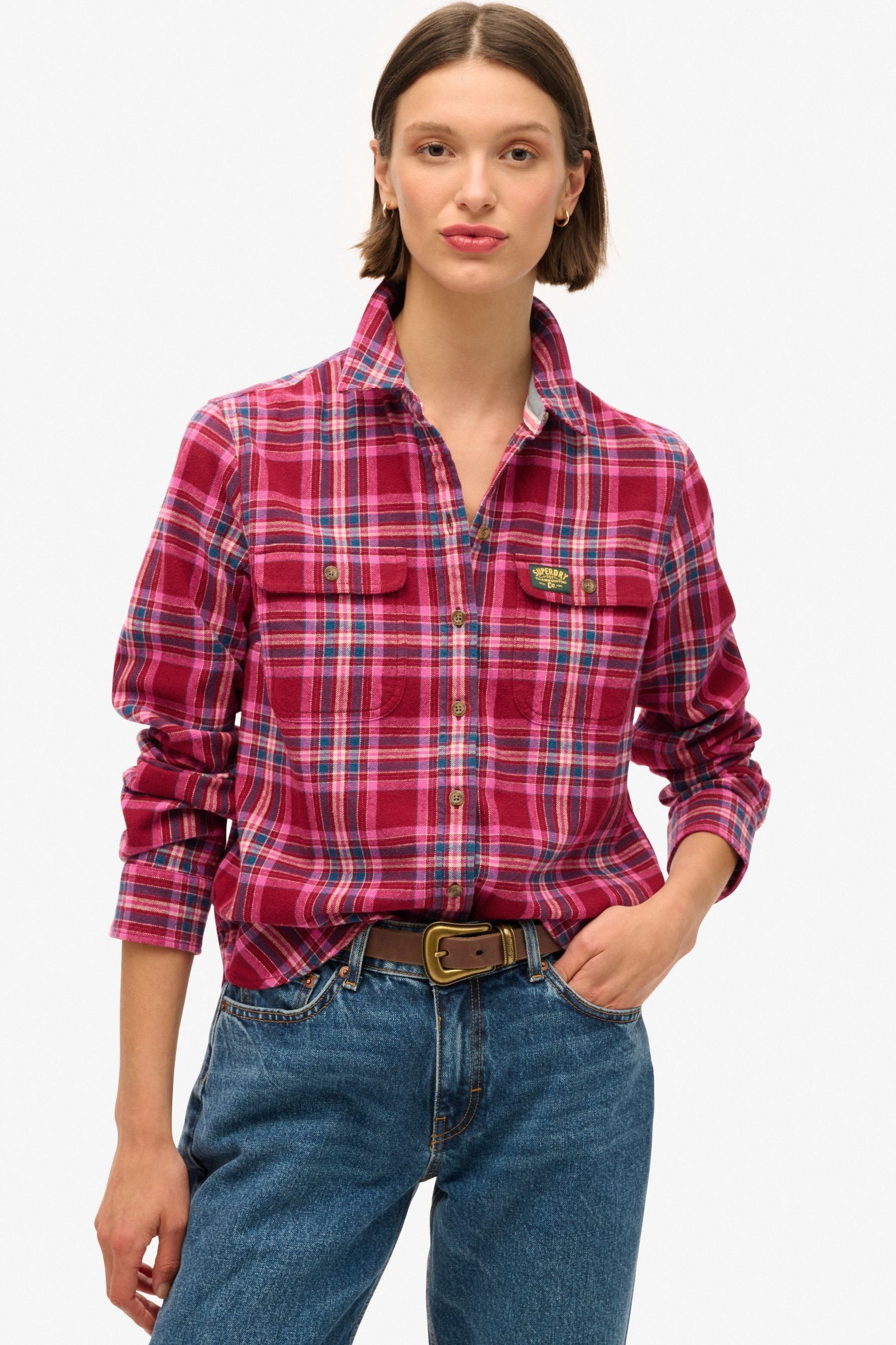 Buy Superdry Berry Red Check 100 Cotton Lumberjack Check Flannel Shirt from the Next UK online shop