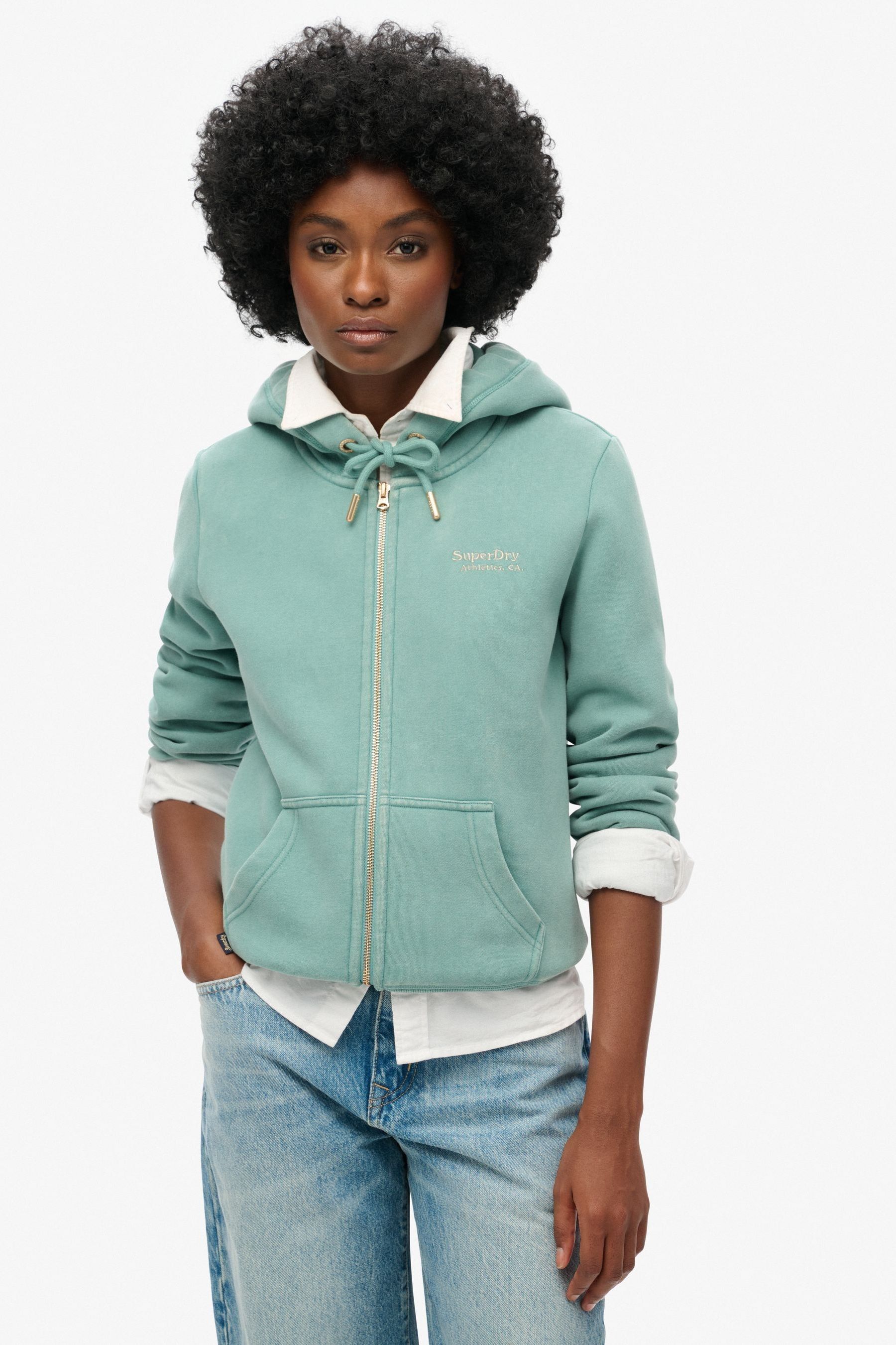 Buy Superdry Oil Blue Essential Logo Zip Hoodie from Next Oman