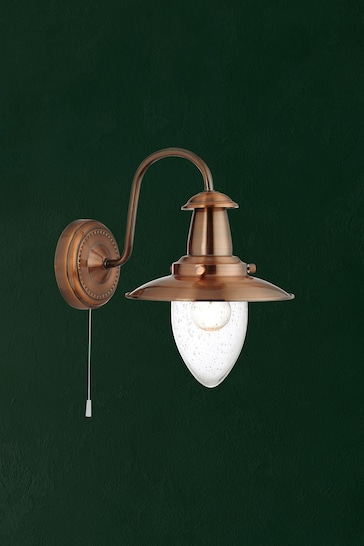 Searchlight Copper Dover Wall Light With Seeded Glass Shade