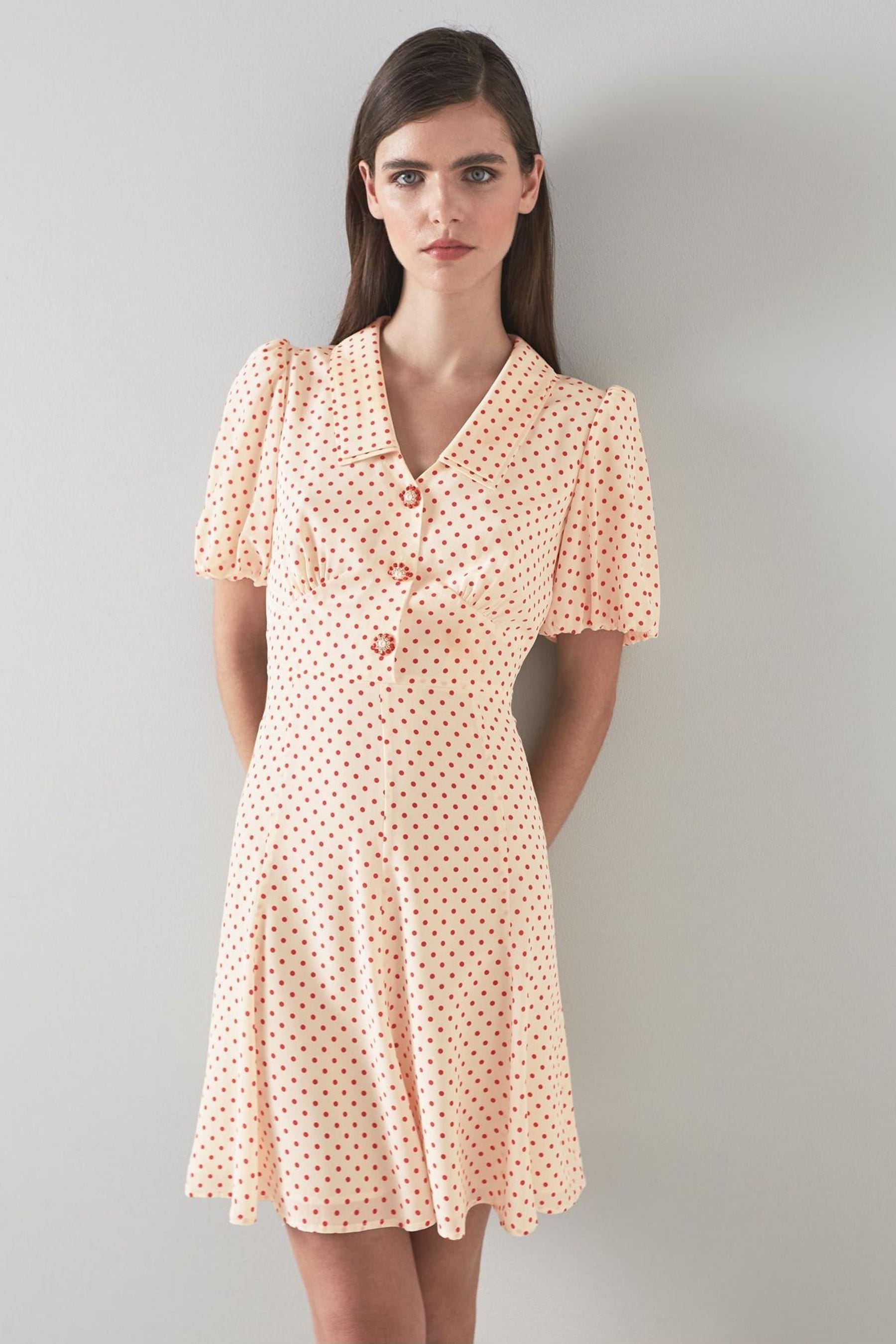 Buy LK Bennett Cream Hilde Silk Tea Dress from Next Luxembourg