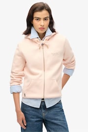 Superdry Pink Clay 100% Cotton Essential Logo Zip Hoodie - Image 3 of 7