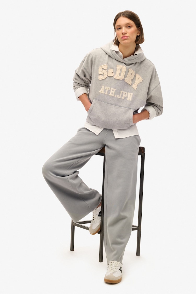 Superdry Grey Marl Athletic Applique Oversize Hoodie - Image 2 of 5