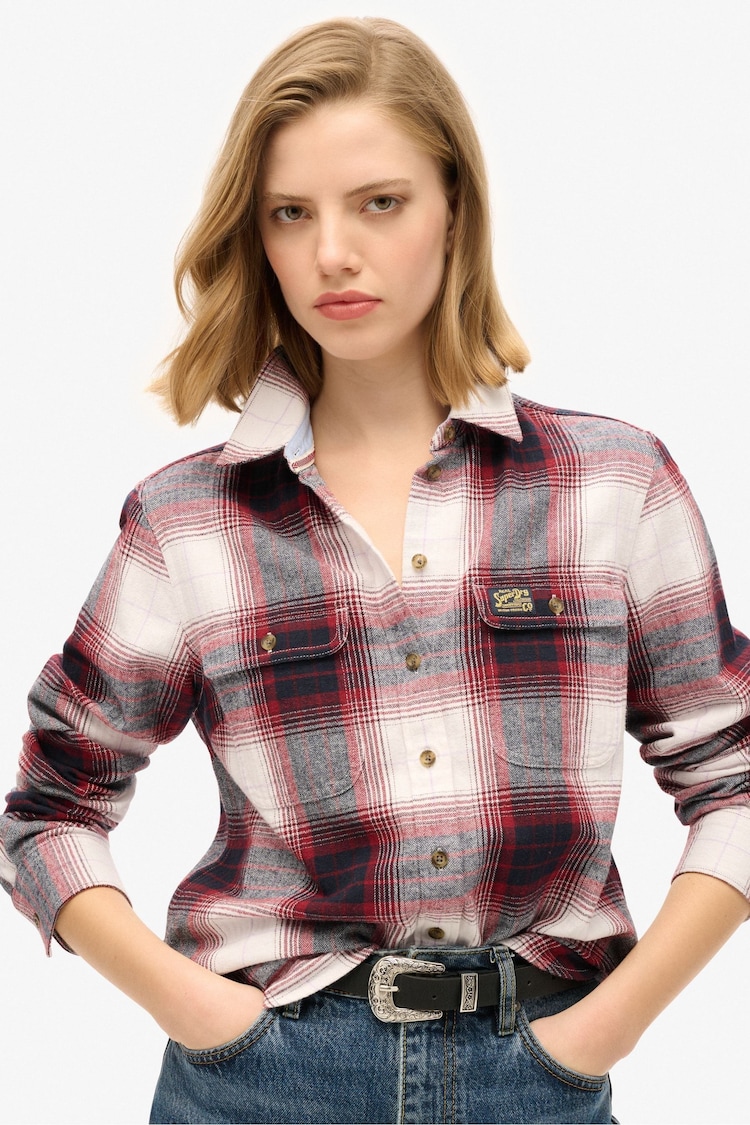 Superdry Red/Ivory Check Lumberjack Check Flannel Shirt - Image 1 of 6