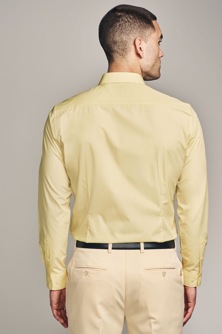 Yellow Slim Fit Easy Care Single Cuff Shirt - Image 2 of 8