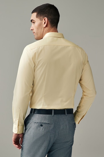 Yellow Slim Fit Easy Care Single Cuff Shirt