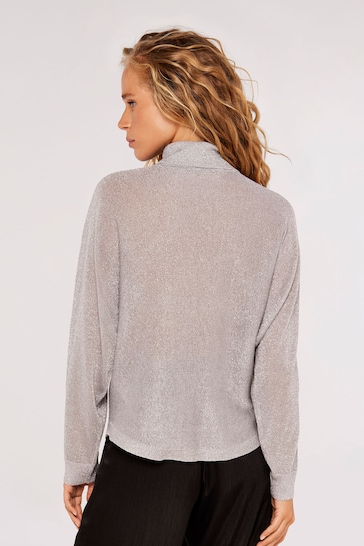 Apricot Silver Roll Neck Batwing Jumper