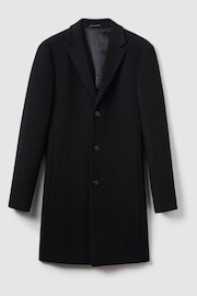 Reiss Black Gable Wool Blend Single Breasted Epsom Overcoat - Image 2 of 6