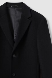 Reiss Black Gable Wool Blend Single Breasted Epsom Overcoat - Image 5 of 6