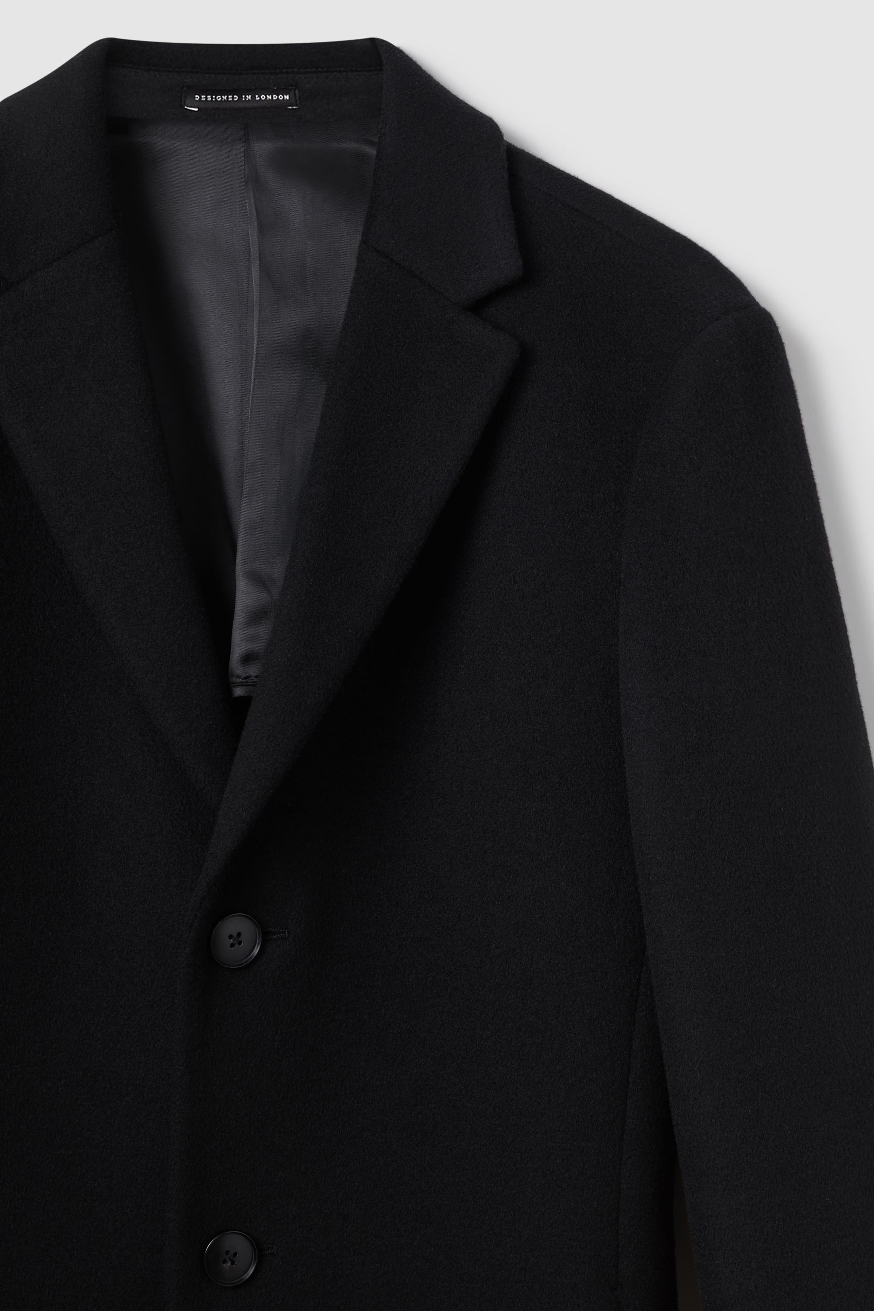 Buy Reiss Black Gable Wool Blend Single Breasted Epsom Overcoat from the Next UK online shop