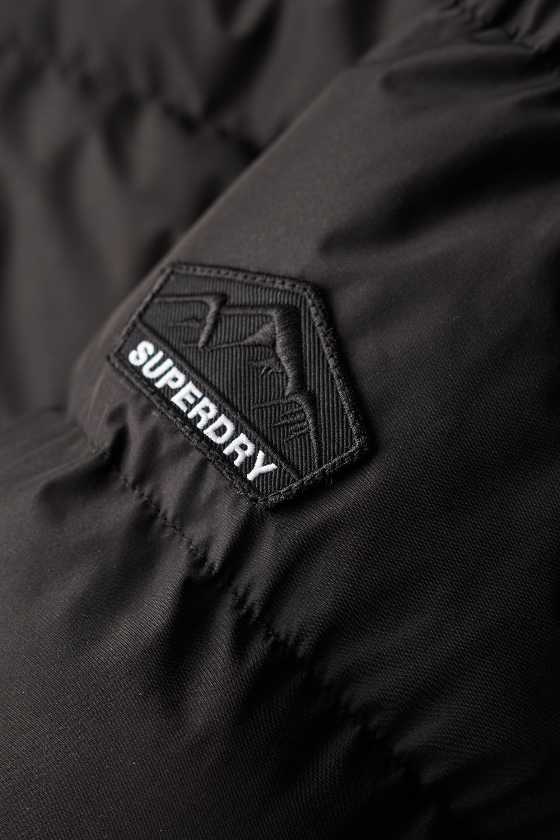 Superdry Black Hooded Sports Puffer Jacket 14 Womens