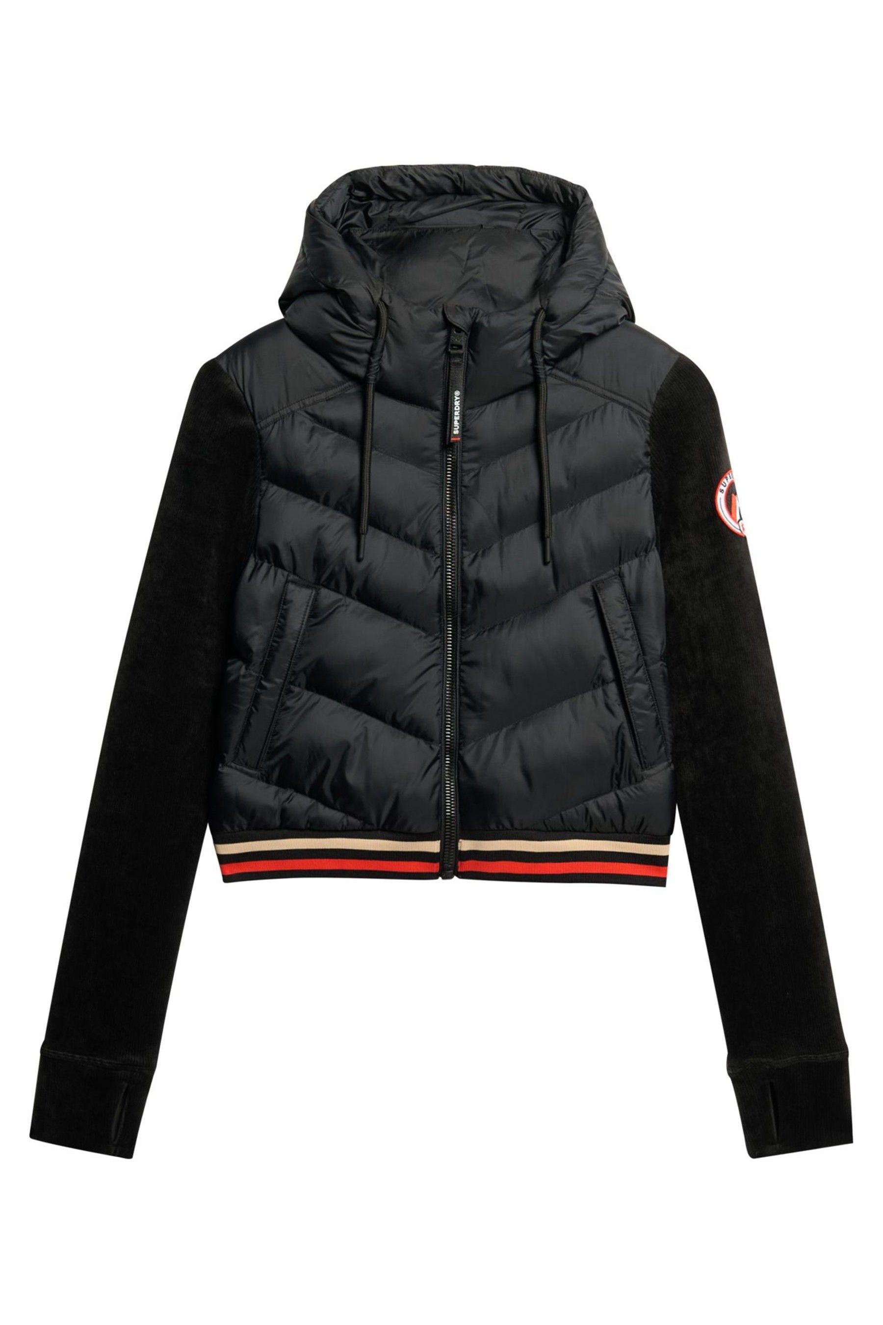 Superdry Black Hood Storm Fuji Hybrid Bomber Jacket 10 Womens