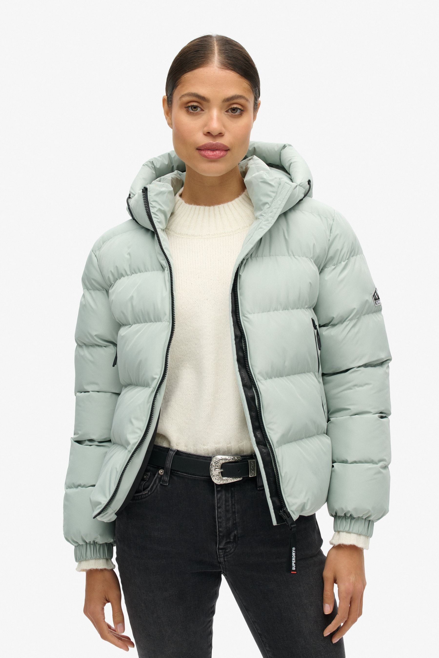 Superdry Puritan Grey Hooded Sports Puffer Jacket 10 Adult